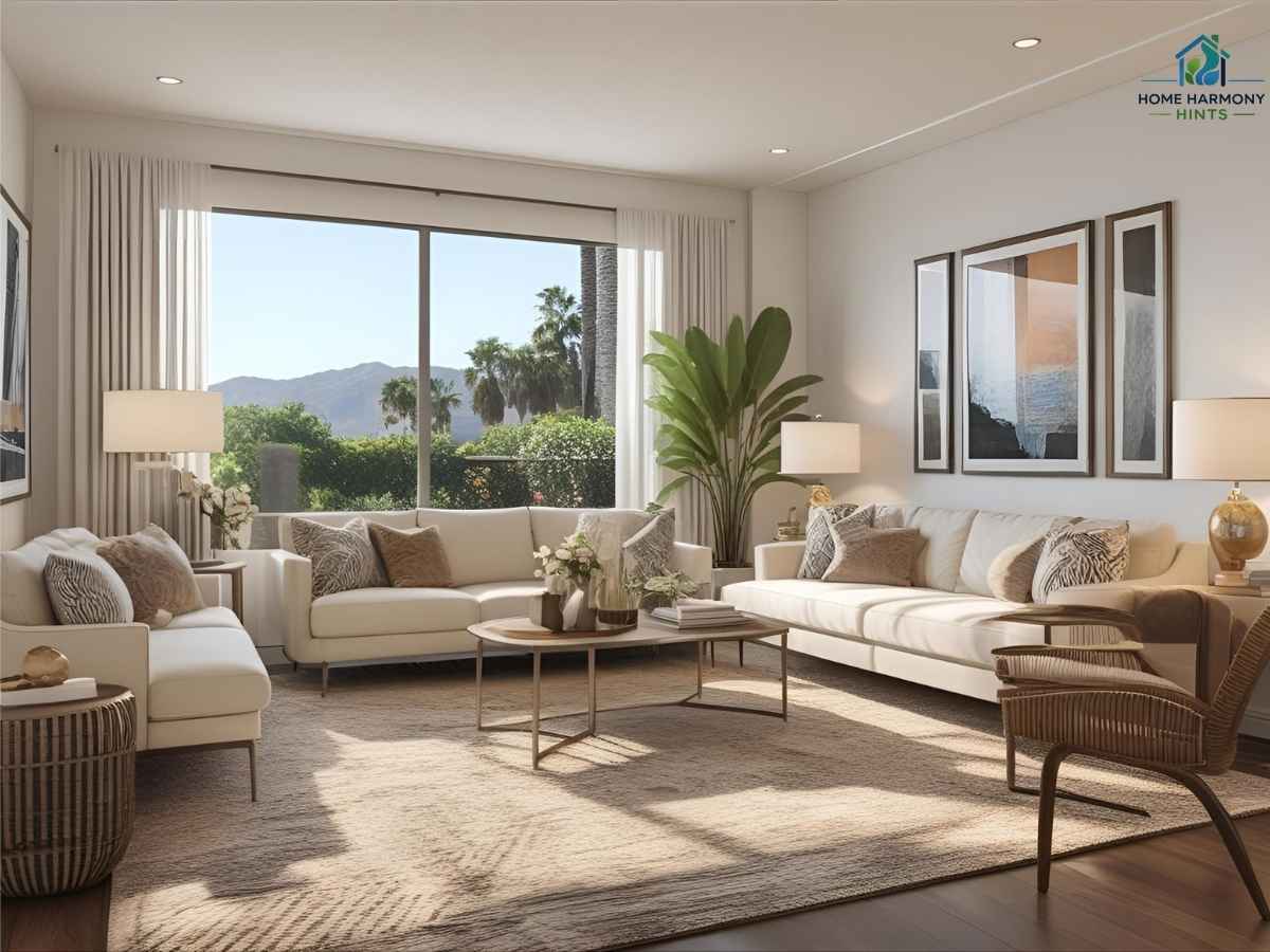 Stylish living room staged in Los Angeles with modern decor and natural light