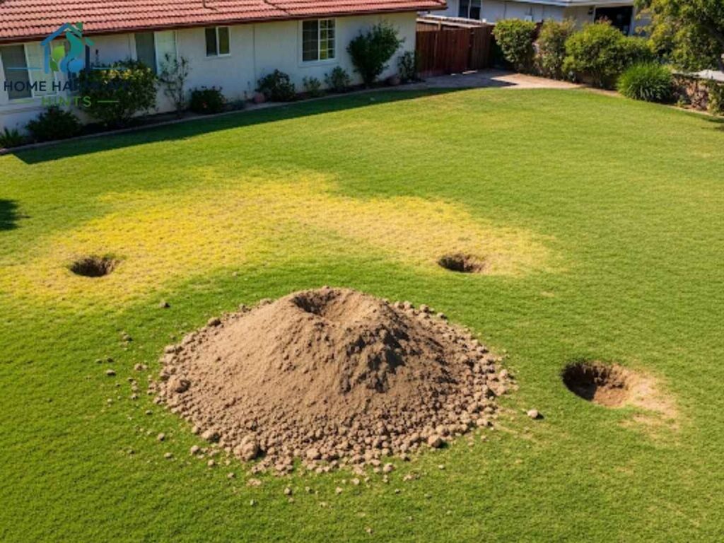 Land Park Pest Control for Gophers: Your Los Angeles Guide to a Safe, Beautiful Yard 2 Gopher mound in Los Angeles Land Park residential lawn showing pest damage