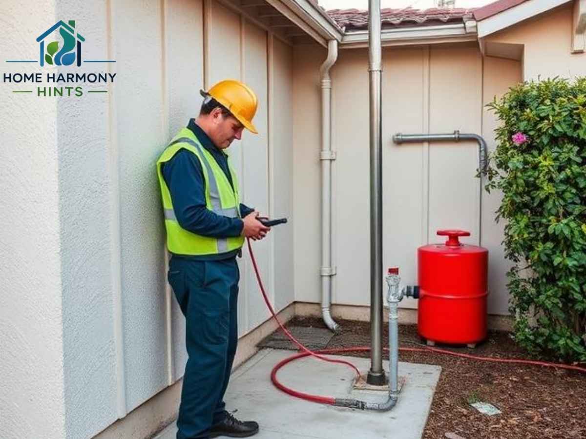 Technician performing gas-line inspection in Greenhaven Los Angeles home