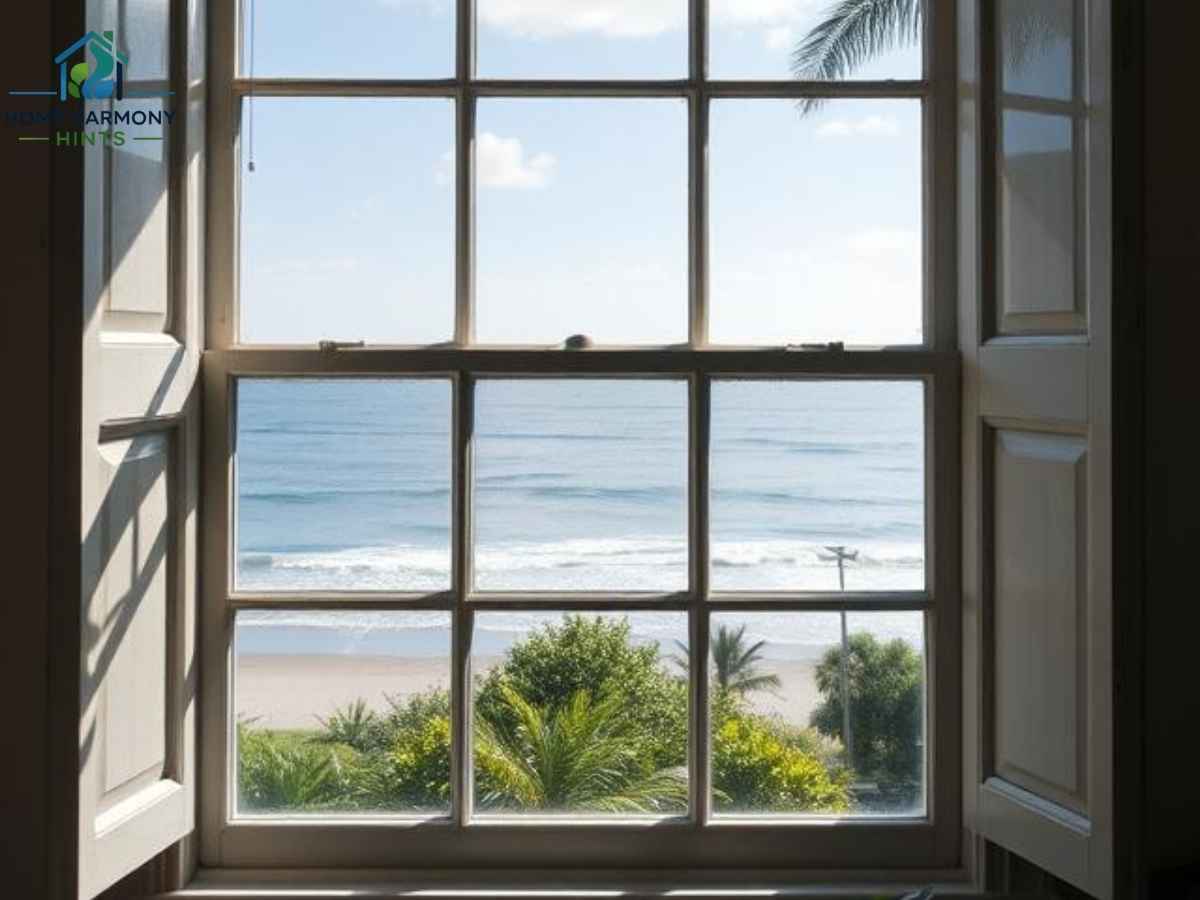 Restored historic home window with ocean breeze in Naples, Los Angeles