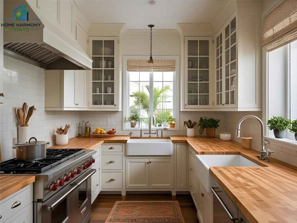 Budget kitchen renovation featuring butcher block countertops in Los Angeles